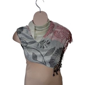 Floral print embossed scarf